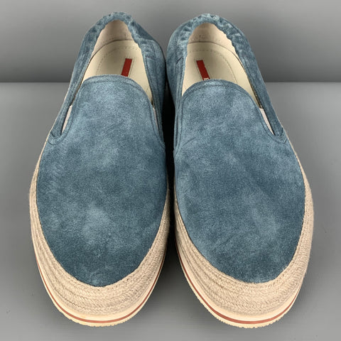 PRADA SPORT Size 9 Blue Grey Two Toned Suede Slip On Loafers