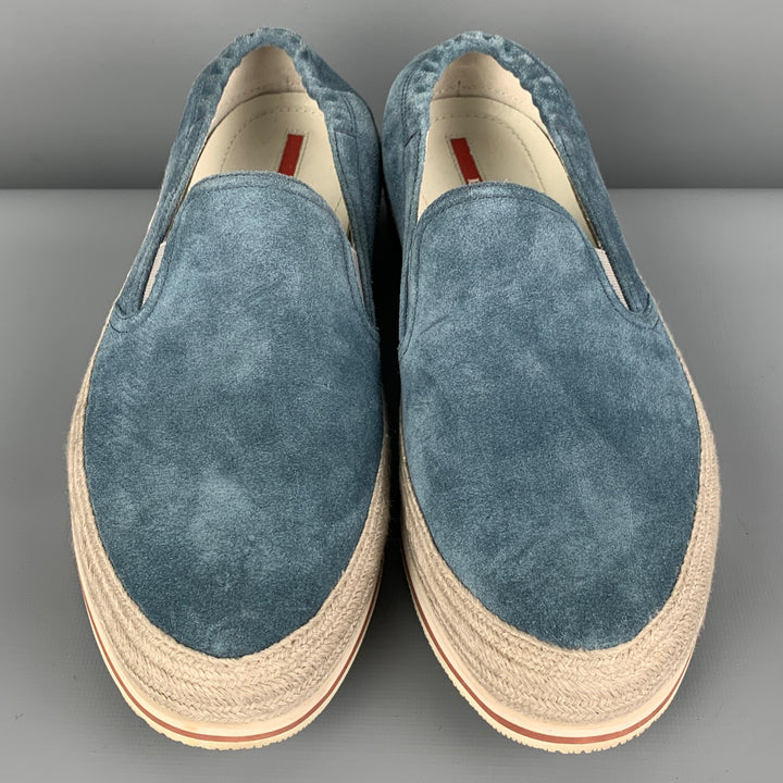 PRADA SPORT Size 9 Blue Grey Two Toned Suede Slip On Loafers