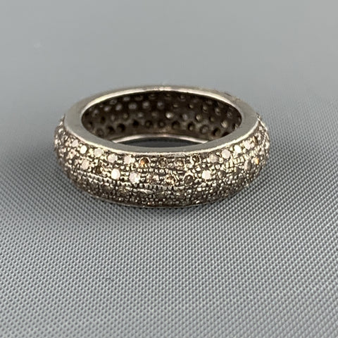 RENEE SHEPPARD sz 6.5 Sterling Silver Pave Diamond Encrusted Band Ring
