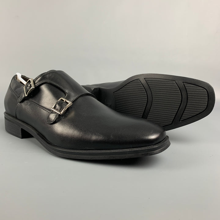 BRUNO MAGLI Size 8 Black Leather Double Monk Strap Loafers