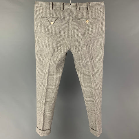 GANT RUGGER Size 32 Grey Plaid Wool Zip Fly Dress Pants