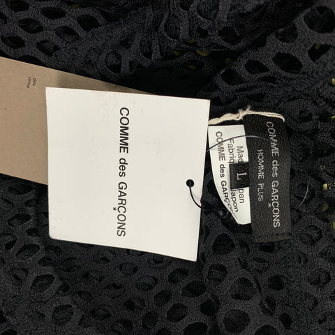 COMME des GARCONS HOMME PLUS Size L Black Mesh Polyester Crew-Neck T-shirt