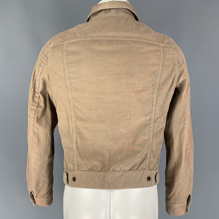 RICK OWENS Size M Khaki Distressed Cotton Trucker Jacket