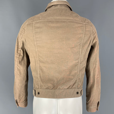RICK OWENS Size M Khaki Distressed Cotton Trucker Jacket