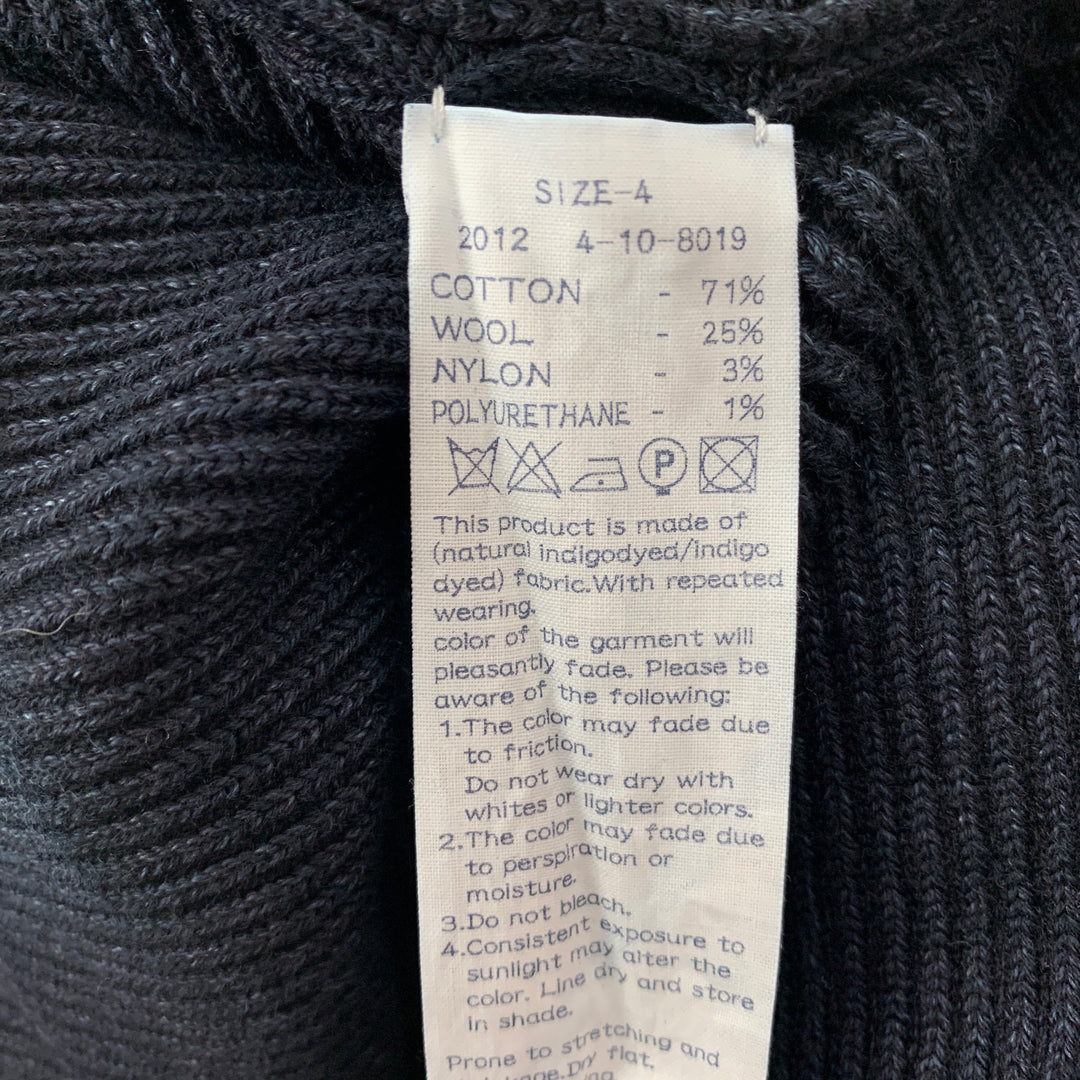 45rpm Size L Indigo Knitted Cotton Blend Zip Up Cardigan