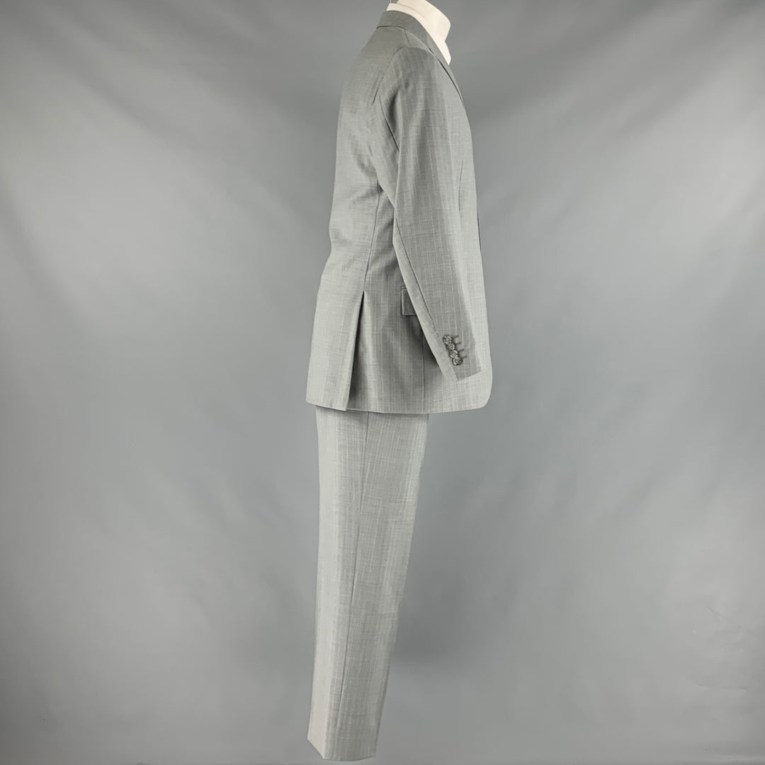 CORNELIANI Size 40 Grey Cream Pinstripe Virgin Wool Single Breasted Suit
