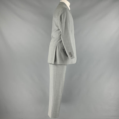 CORNELIANI Talla 40 Traje de un solo pecho de lana virgen a rayas gris crema
