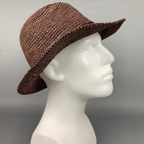 FLORA BELLA Sombrero Fedora de rafia tejida marrón