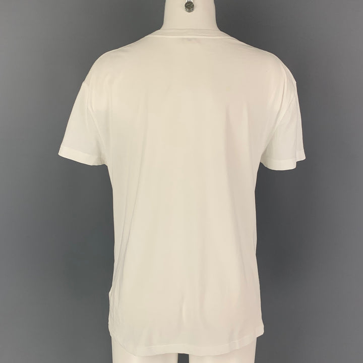 CELINE Size S White Black Cotton Graphic Short Sleeve T-Shirt