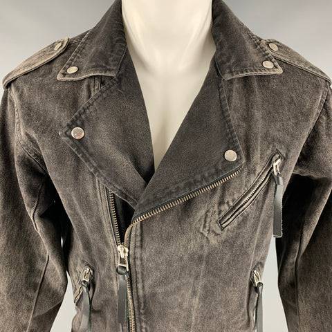 THE KOOPLES Taille S Veste motard en denim perlé noir