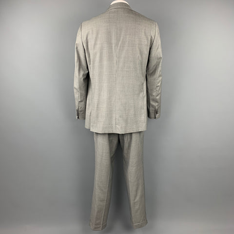 ISAIA Talla regular 48 Traje de solapa de muesca de lana a cuadros verde claro y negro