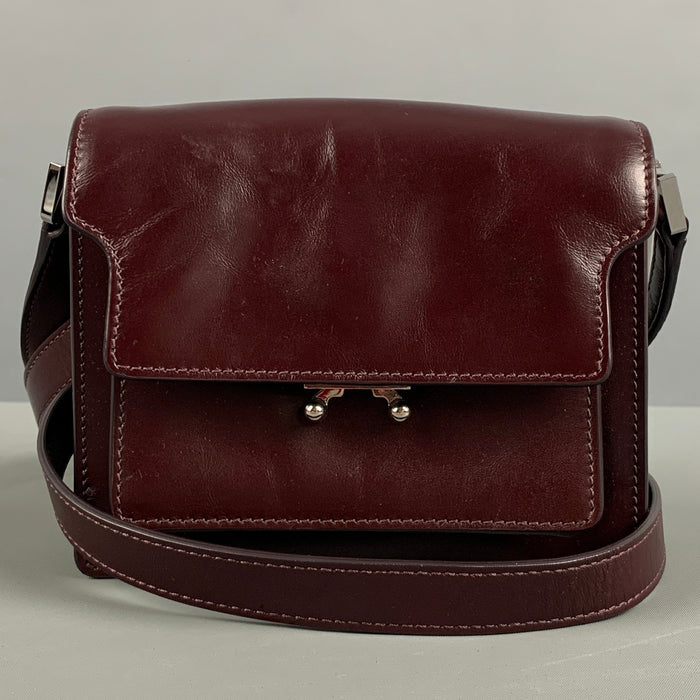 MARNI Burgundy Leather Cross Body Handbag