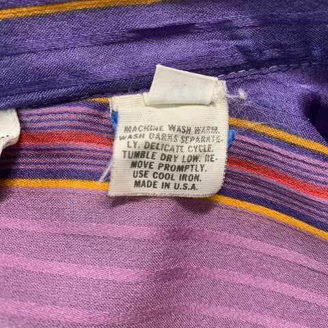 LANVIN Taille 10 Haut décontracté à manches courtes à rayures orange violet