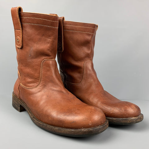 FIORENTINI + BAKER Size 12 Tan Contrast Stitch Leather Pull On Boots