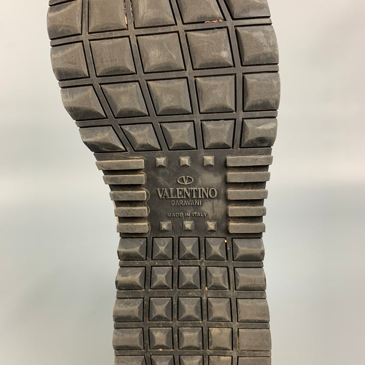 VALENTINO Size 10 Olive & Yellow Camo Nylon Lace Up Sneakers