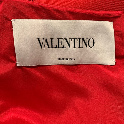 VALENTINO Size 6 Red Silk Wool Short Sleeve Cocktail Dress