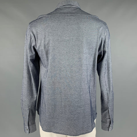 EMPORIO ARMANI Size XXL Navy White Cotton Long Sleeve Shirt