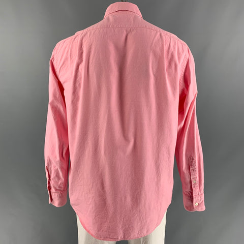 RALPH LAUREN Size L Pink Cotton & Cashmere Long Sleeve Shirt
