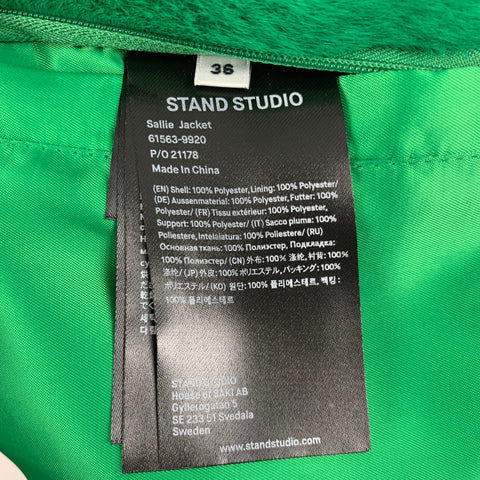 STAND STUDIO SS 22 Talla M Chaqueta Sallie con solapa de pico texturizada verde