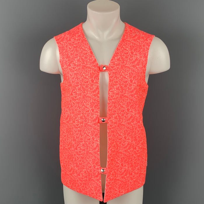 JIL SANDER Size 36 Pink & White Jacquard Cotton Blend Snaps Vest