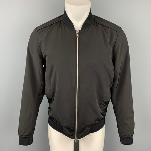 THEORY Brant Williston Size M Black Polyester / Nylon Bomber Jacket