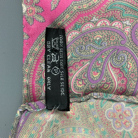 ERMENEGILDO ZEGNA Pink Multi-Color Paisley Silk Pocket Square
