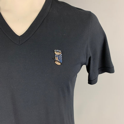 DOLCE & GABBANA Size M Black Applique Cotton Crew-Neck T-shirt