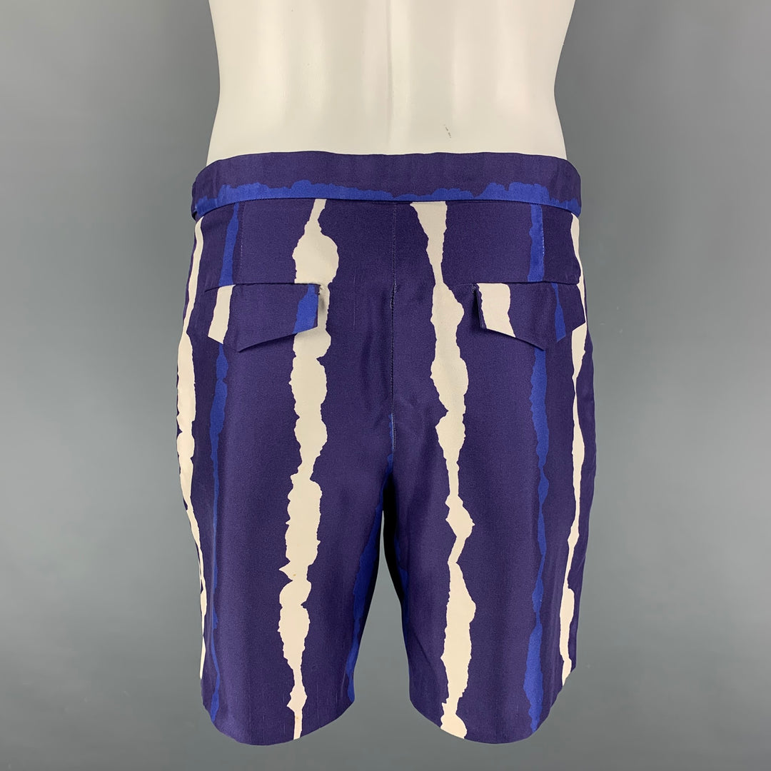 NEIL BARRETT Size M Blue White Abstract Poliammide Shorts Suit