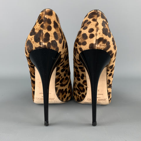 JIMMY CHOO Size 7.5 Brown Leopard Print Calf hair VICTORIA Pumps