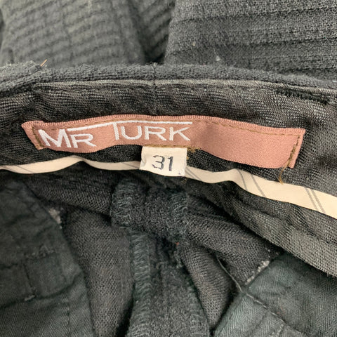 MR TURK Size 31 Black Plaid Polyester Blend Zip Fly Dress Pants