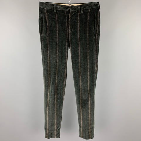 ROMEO GIGLI Size 30 Charcoal Stripe Cotton Button Fly Dress Pants