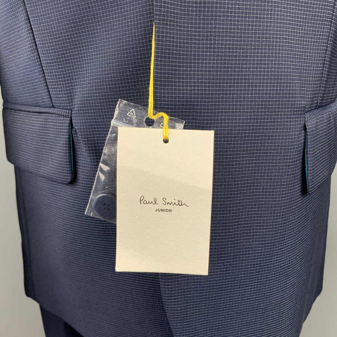 PAUL SMITH Junior Size 16 YRS Navy Window Pane Wool Blend Notch Lapel Suit