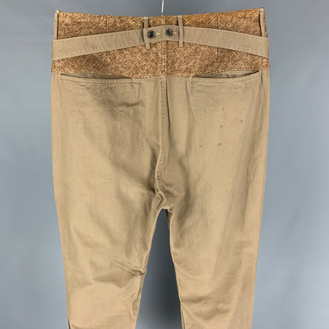 KAPITAL Size L Khaki Cotton High Waisted Casual Pants