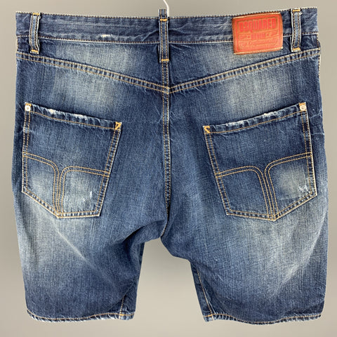 DSQUARED2 Size 34 Indigo Wash Cotton Button Fly Shorts