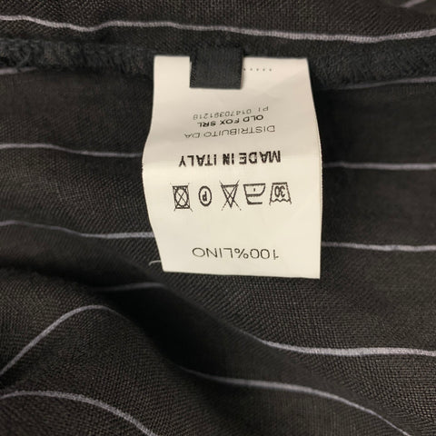 LA HAINE Size M Charcoal Stripe Linen Long Vest