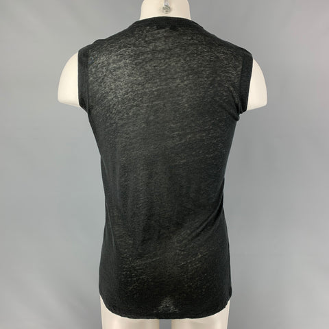 IRO Tissa Size XS Black Solid Linen Sleeveless Tank Top