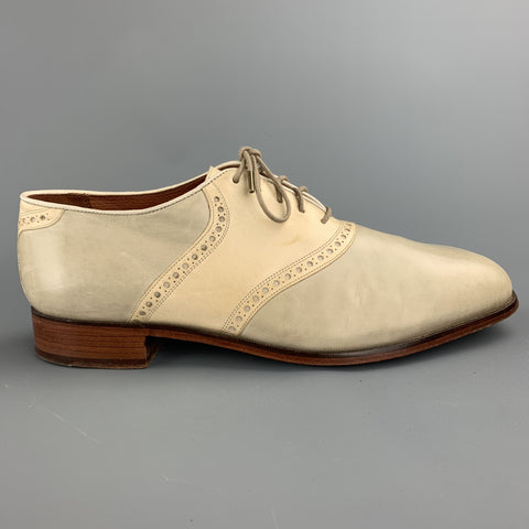 FLORSHEIM Size 11 Ivory Two Toned Leather Lace Up Shoes