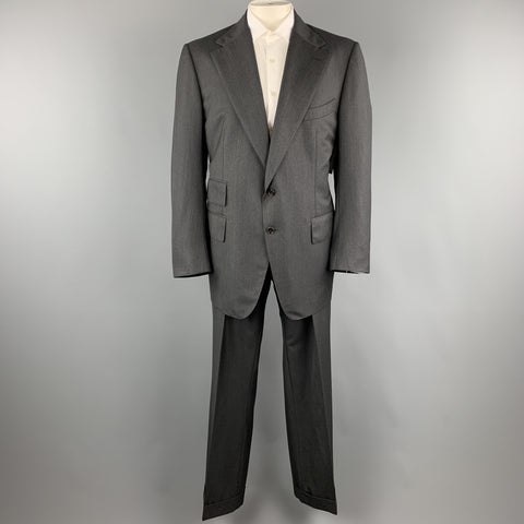 TOM FORD Traje con solapa de muesca en espiga de lana color carbón talla 50