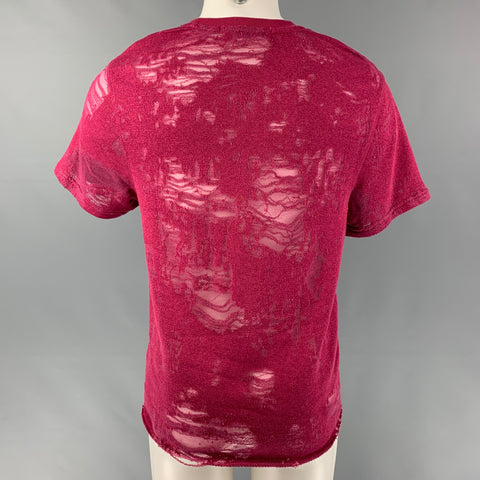 IRO Gaetane Taille XS T-shirt à col rond en coton mélangé vieilli bordeaux