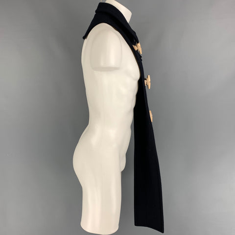 MISTER GENTLE MAN Navy Wool Toggle Closure Scarf Panel