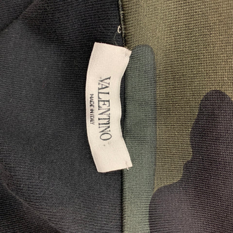 VALENTINO Size XL Olive & Black Camouflage Polyamide Sweatshirt