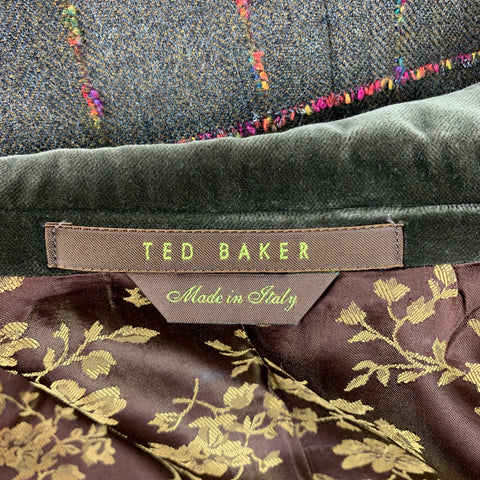TED BAKER Size 38 Brown & Fuchsia Window Pane Wool Sport Coat