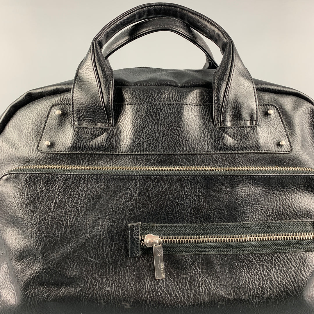 MATT & NAT Black Polyvinyl Shoulder Strap Duffle Bag