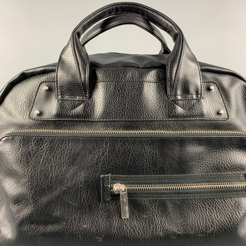 MATT & NAT Black Polyvinyl Shoulder Strap Duffle Bag