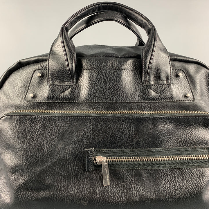 MATT & NAT Black Polyvinyl Shoulder Strap Duffle Bag