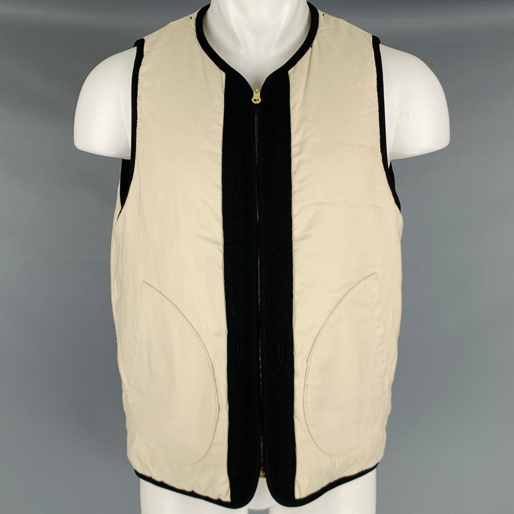 VISVIM Size M -Wawona Down Vest- Black Beige Tweed Wool Linen Zip