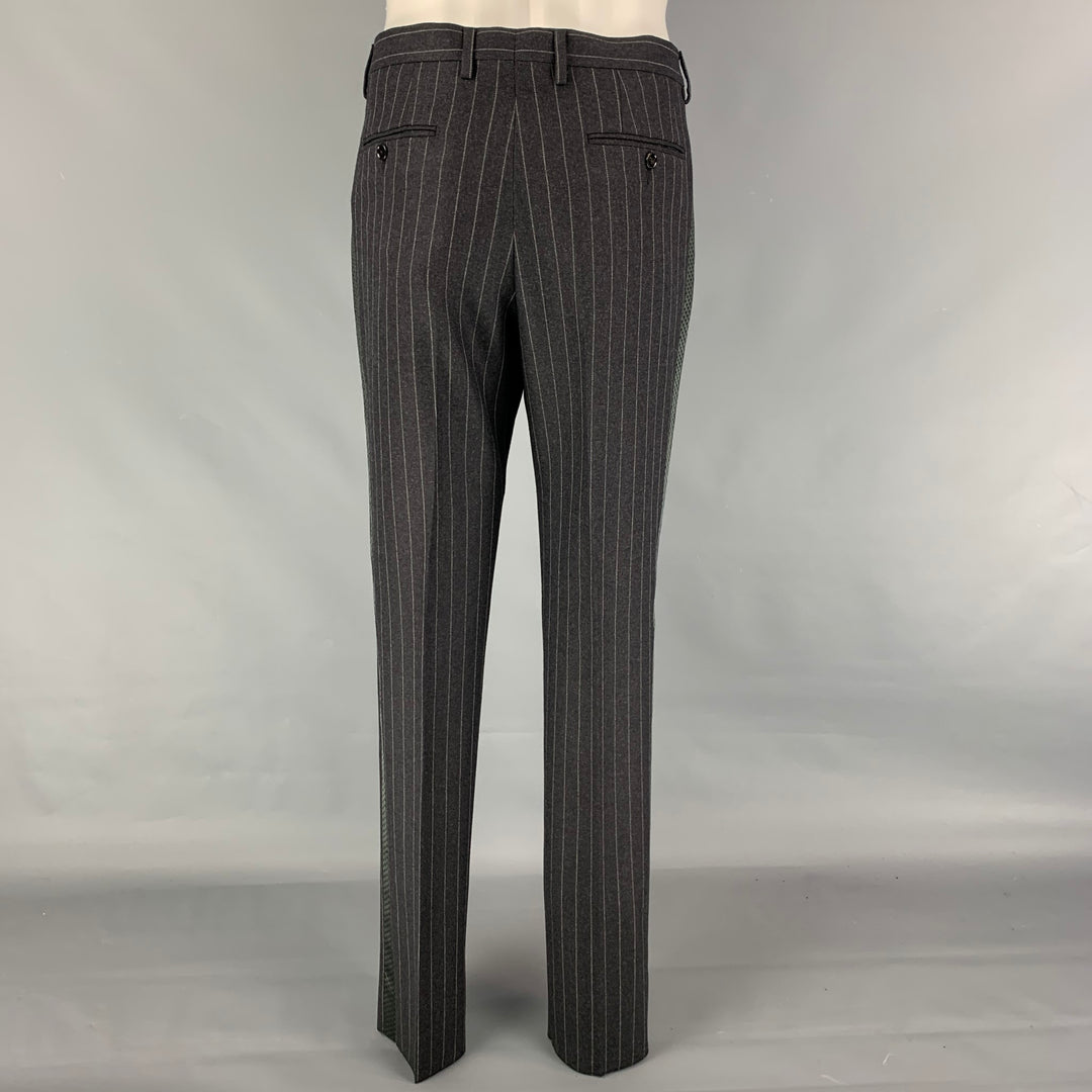 DOLCE & GABBANA Size 40 Regular Gray Chalkstripe Virgin Wool Shawl 3 Piece Suit