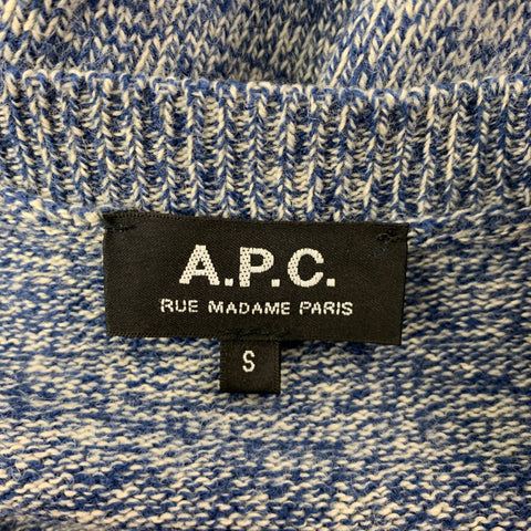 A.P.C. Size S Blue White Knit Camel Hair Crew-Neck Sweater