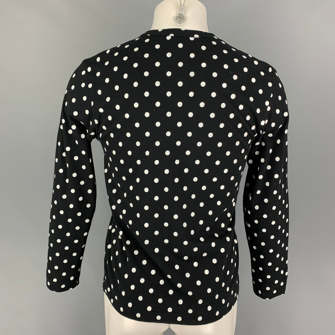 COMME des GARCONS PLAY Taille S T-shirt Col Rond en Coton à Pois Blanc Noir