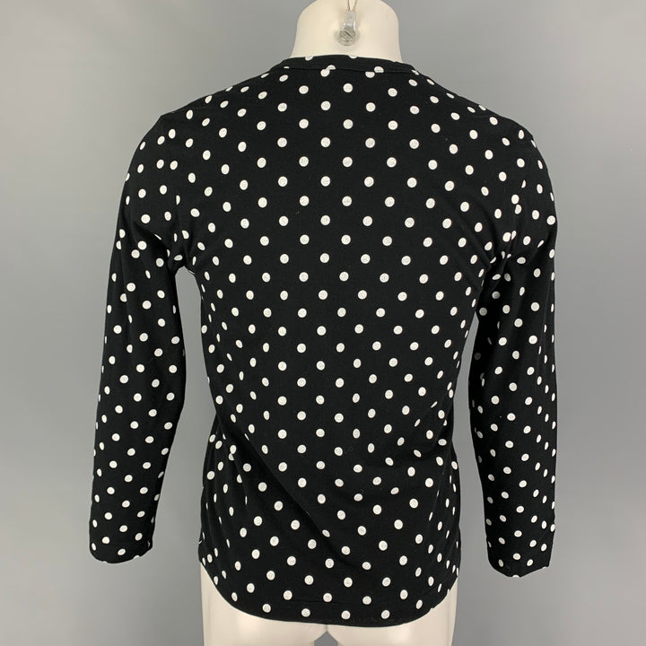 COMME des GARCONS PLAY Taille S T-shirt Col Rond en Coton à Pois Blanc Noir